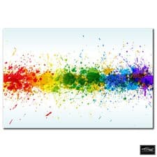 Image of Abstract Colourful Paint Splashes BOX FRAMED CANVAS ART Picture HDR 280gsm