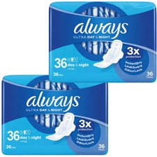 Image of 72 x Always Ultra Day and Night with Wings Size 3 Multi Protection Sanitary Pads