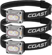 Image of COAST CH1000R Headlamps 1000 Lumens Rechargeable Dual Powered 3 Pack Powerful