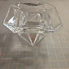Image of Partylite Pillar Candle Holder Reversible  RETIRED Faceted Luster Rainbow Glass 