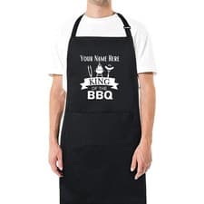 Image of Custom Name King of the BBQ Apron Personalized Grilling Apron for Men Adjustable