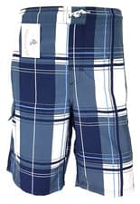 Image of US POLO ASSOCIATION Mens Blue Check BOARD SWIMMING SHORTS - M - Waist 35" - £59