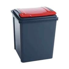 Image of VFM Recycling Bin With Lid 50 Litre Red 384289