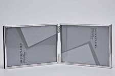 Image of Double Silver Photo Picture Frame 2.5x3.5", 3.5x5", 4x6", 5x7" & 6x8" Thin Edge