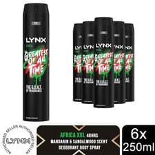 Image of Lynx XXL Africa 48-Hour High Definition Fragrance Body Spray Deodorant, 6x250ml