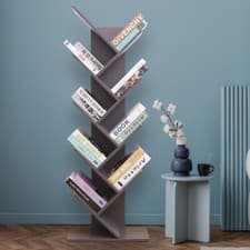 Image of 9-Tiers Bookshelf Tree Shaped Bookcase Storage Free Standing Display Rack UK