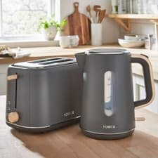 Image of Tower Scandi 2-Slice Toaster with Adjustable Browning Control - Grey/Wood