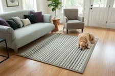 Image of CLEARANCE 100% Wool Rug Multi Stripe Grey Modern Living Room Office Area  LAST 9