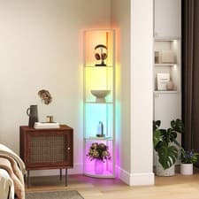 Image of Modern Floor Lamp with 5-Tier Shelves and RGB Light for Bedroom Office
