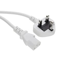 Image of Power Cord UK Plug to IEC Cable (PC Mains Lead) 1.00mm2 C13 5m WHITE