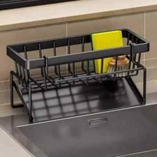 Image of Sink Caddy Basket Drain Rack Sponge Dishcloth Holder Kitchen Storage Organizer