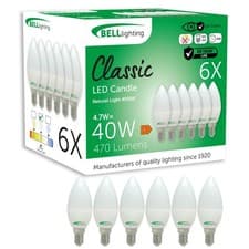 Image of BELL E14 Candle LED Bulbs Warm/ Cool/ Natural White 4.7W 470lm Small Screw SES
