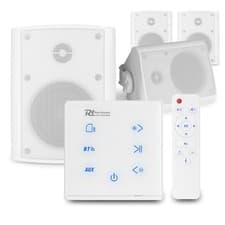 Image of A100W Wall Speaker System, Touch Screen Bluetooth Amplifier with 4x BGO40 White