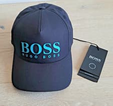 Image of Mens Hugo Boss Premium ESP Ecap 20 Black/Blue Bold Logo Cap BNWT
