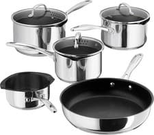 Image of Stellar Labs 7000 S7C4D 5 Piece Saucepan Set with Glass Draining Lids