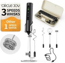 Image of Handheld Milk Frother USB Rechargeable 3 Speed Coffee Foam Maker