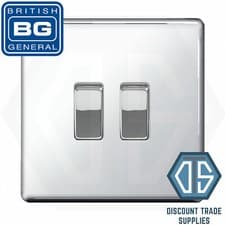 Image of BG Nexus Polished Chrome Screwless Flatplate Switches & Sockets White Inserts