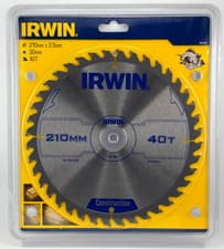 Image of IRWIN 210mm x 2.5mm Wood Construction Saw blade 40T - 1897204