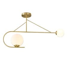 Image of Litecraft Nik Semi Flush Mounted Ceiling 2 Light With Ball Shades - Satin Brass