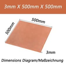 Image of Copper Sheet Copper Plate T2 99.9% Cu 1.2mm 2mm 3mm 5mm 6mm 8mm 10mm Thick