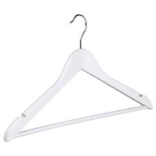 Image of Wooden Hanger, Suits, Jackets, Trousers & Skirts, 44cm, White (Box of 50)