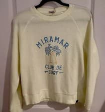 Image of NWT Faherty Miramar Reverse Fleece Organic Cotton Yellow Sweatshirt Size Small