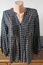 Image of Mint Velvet Black Foil Print Long Sleeve Oversized  Blouse Size XS
