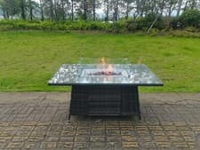 Image of Fimous Rattan Gas Fire Pit Table Dining Table Burner Garden Furniture Heater 