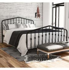 Image of BUSHWICK DOUBLE SIZE BED FRAME BEDSTEAD IN BLACK METAL BY DOREL