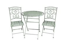 Image of Garden Gear Wrought Iron Folding 2 Seater Green Bistro Patio Set Pre-Assembled