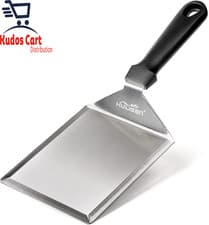 Image of Stainless Steel Griddle Spatula 5" Wide Heavy Duty Burger Turner Grill Barbecue