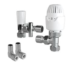 Image of Drayton RT212 TRV Pack 15mm Angle With Drain Off Lockshield C/W 10mm P/F Elbow