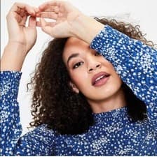 Image of BNWOT Oasis Sparkle Floral Ditsy Blue Black White Gold Shimmer Skater Dress 16