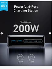 Image of Anker Prime Charger 200W 6-Port GaN Fast Charging Station Fast USB C (NEW)