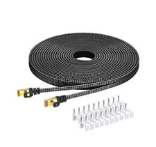 Image of Cat 8 Ethernet Cable 20M Nylon Braided 40Gbps 2000MHz SFTP Flat RJ45 Network Pat