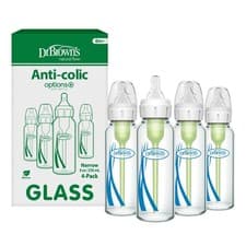 Image of Dr. Brown's Natural Flow Anti-Colic Options+ Narrow Glass Baby Bottle 8 oz/250
