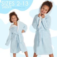 Image of Luxury Girls Robe Fleece Dressing Gown 2-3 4-5 5-6 7-8 9-10 11-12 13 Years Hood