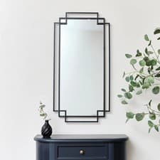 Image of Black Matt Foiled Wall Mirror 94cm x 48cm