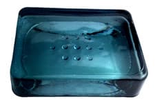 Image of Elegant Bright Blue Transparent Handcrafted Crystal Glass Soap Dish