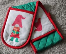 Image of NEW: Oven Gloves. as pictured gonks / gnomes mainly dark green
