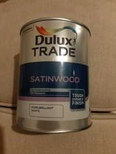 Image of Dulux Trade Pure Brilliant White Satinwood Metal and Wood Paint 1L