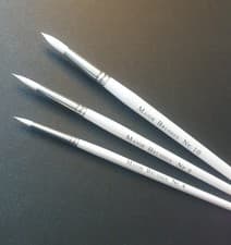 Image of Art Brush Set of 3 Fine White Synthetic Sable Artist Paint Brushes Sizes 4 8 10