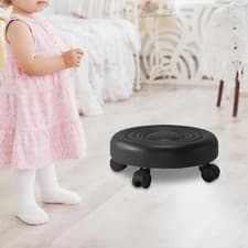 Image of Low Rolling Stool with Wheels Roller Seat Short Stool Modern Sofa Stool Footrest