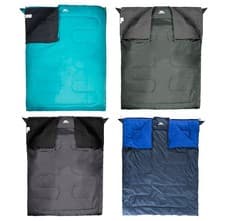 Image of Trespass Catnap 3 Season Double Sleeping Bag Camping Travel 180cm x 140cm