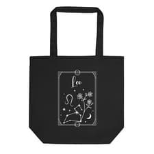 Image of Leo Zodiac Tote: Mystical Tarot-Inspired Canvas Bag - Eco Tote Bag