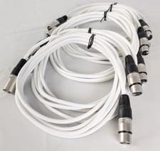 Image of Pack of 5 XLR Microphone Cables 3m White – Soft Flexible Leads Rewireable Plugs
