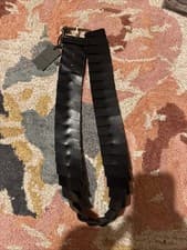 Image of All Saints Black Leather Belt Wide Leather S/M RRP £95.00