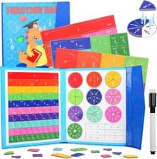 Image of Fractions Resources for Children, Magnetic Book Maths Games, Montessori Fractio