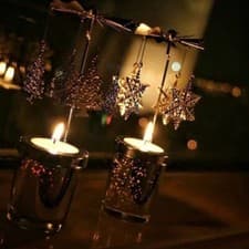 Image of Self Spinning Candle Holder Solver Heart And Hand-poured Sandalwood Rose Candle