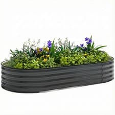 Image of Outsunny Galvanised Raised Garden Bed Planter Box, Dark Grey